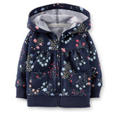 Baby Girl's Navy Floral French Terry Hooded Cardigan
