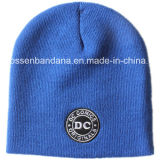 Factory OEM Produce Customized Logo Embroidered Blue Ski Daily Knitted Beanie Hat