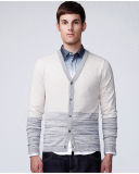 Design V Neck Striped Man Sweater Cardigan