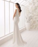 Simple V Back Satin Mermaid Bridal Wedding Dress