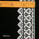 8cm Beautiful White Corded Trim Lace with Mesh Net and Heart Fringe Hmw6261