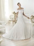 Open Shoulder Short Sleeves Lace Wedding Dresses