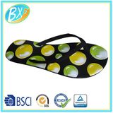 EVA Printed Sole Cotton Fabric Strap Bench Slipper for Lady