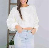 2018 New Fashion Korea Style Big Sleeve Short Knitting Sweater Pullover for Women