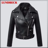 Fashion Black PU Jacket for Women Leisure Coat