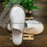 Good Quality Hotel Velvet Closeembroidery Logo EVA Hotel Slipper