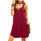 Ladies' Basic Summer Non-Sleeve Casual Loose T-Shirt Sexy Dresses