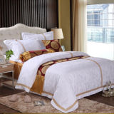 White Cotton Jacquard Embroidery Duvet/Quilt Cover for 3 Star Hotel