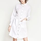 Fashion Women Preppy Style Slim Single-Breasted Bandage T-Shirt Dress