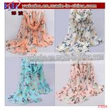 Polyester Scarf Lady Butterfly Print Neck Shawl Scarve Stole (C1024)