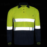 High Reflective Tape Safetywear Long Sleeve Polo Shirt Working Clothing