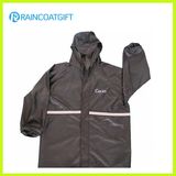 Black Polyester PVC Reflective Waterproof Rain Jacket