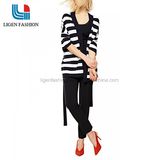 Fashionable Stripe Knitwear Cardigan with 3/4 Sleeve