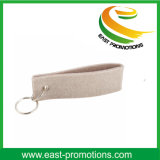 Promotional Embroidery Woven Polyester Fabric Keyring