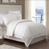Cotton White Color 250tc Stripe Hotel Bedding Set (MIC052109)