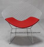 Dining Restaurant Kd Seat Red PU Cushion Wire Diamond Chair