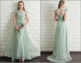 Cap Sleeves Party Prom Gown Minit Bridesmaid Evening Dress E201685