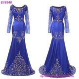 Europe Navy Blue Color Splice Sexy Patterns of Long Lace Evening Dress