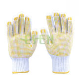 White Knitted PVC Dots Industrial Safety Work Cotton Gloves (D16-H2)