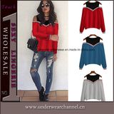 Ladies Long Sleeve Casual T Shirt Tops Pullover Blouse (TMG7215)