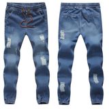 OEM Cotton Men's Elastic Waist Jogger Jean Pants