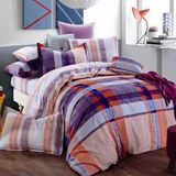 Herringbone Plaid Brushed Cotton Bed Sheet Set#M988
