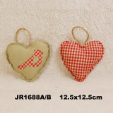 En71 Vintage Shabby Fabric Heart Hanging Decoration