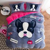 Latest Cartoon Cute Wedding Lovely Design Flannel Thicken Duvet Cover Set