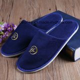 Velvet Velour Neoplane Hotel Slippers with Embroidery Logo Design