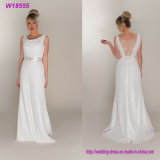 Luxury Pure White Half Sleeves Handmade Beaded A-Line Wedding Dress Sweep Train Bridal Ball Gown