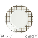 White Porcelain with Decal Checked Salad Plate
