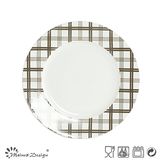 White Porcelain with Decal Checked Salad Plate