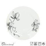 White Porcelain with Decal Flower Dessert Plate