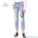 Fashion High Waist Women Ninth Denim Jeans with Light Blue by Fly Jeans