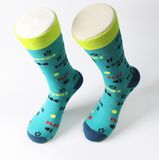 Cotton Men's Happy Crew Socks with Happy Design