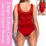 Red Mesh Bandage Teddy Lingerie