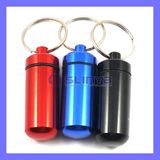 Factory Supply 48mm Long Aluminum Alloy Keychain Mini Portable Metal Pill Bottle