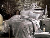 Taihu Snow Silk Chinese Traditional Jacquard Grey Silk Bedding Set