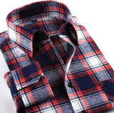 Men's Fashion Brand Checked Flannel Dress Shirt