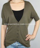 Women Knitted V Neck Fashion Clothes with Buttons (11SS-117)