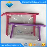 Clear Vinyl Cloth Zipper Bag with Fabric Sewing Edge