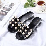 Ladies Fashion Flat-Heeled Anti-Slip Pearl Beach Shoes Sandals