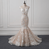 Real Made Hot Sale Light Pink Mermaid Wedding Dress
