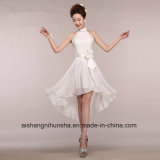 Sleeveless Halter White Color Ankle-Length Bride Girls Bridesmaid Dresses