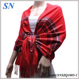 Scarlet Red Women's Satin Paisley Shawl Wrap Scarf