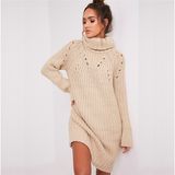 High Quality Women Pullover Loose Irregular Turtleneck Jumper Knit Sweater