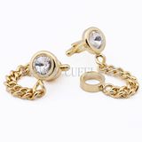 VAGULA Super Gold Plated Quality Novelty Clear Crystal Gemelos Cufflinks