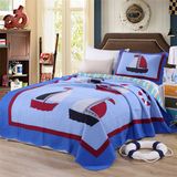 Washable Quilts 100% Cotton Blue Two-Piece Bedding Set