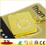 Diamond-Bordered Gold Plating Metal Key Chain for Promotion Gift
