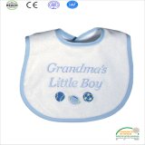 White and Blue Color Twill Cotto Baby Bib with Customized Printing Design